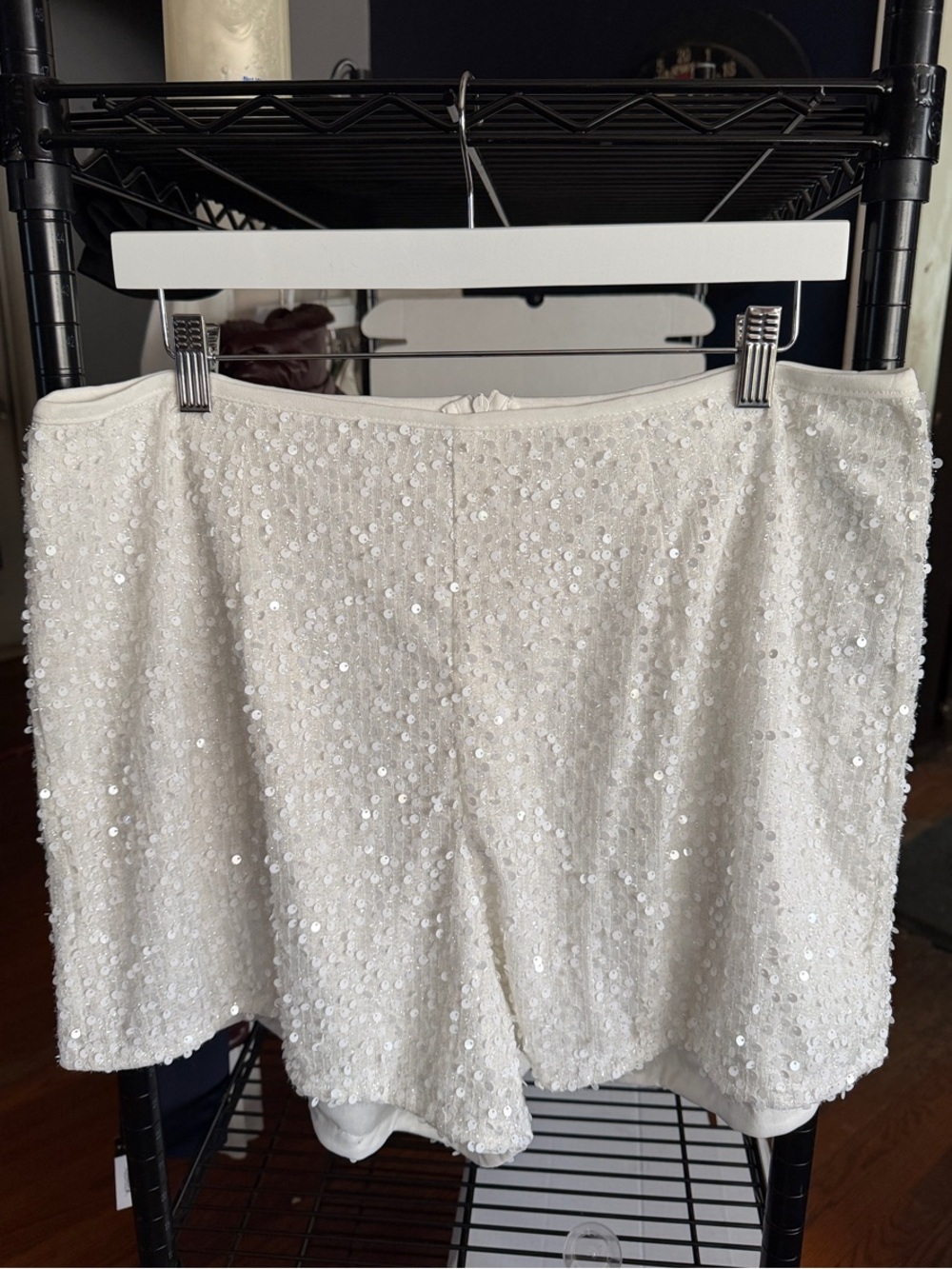 SHEIN - White Sequin Shorts. 1X